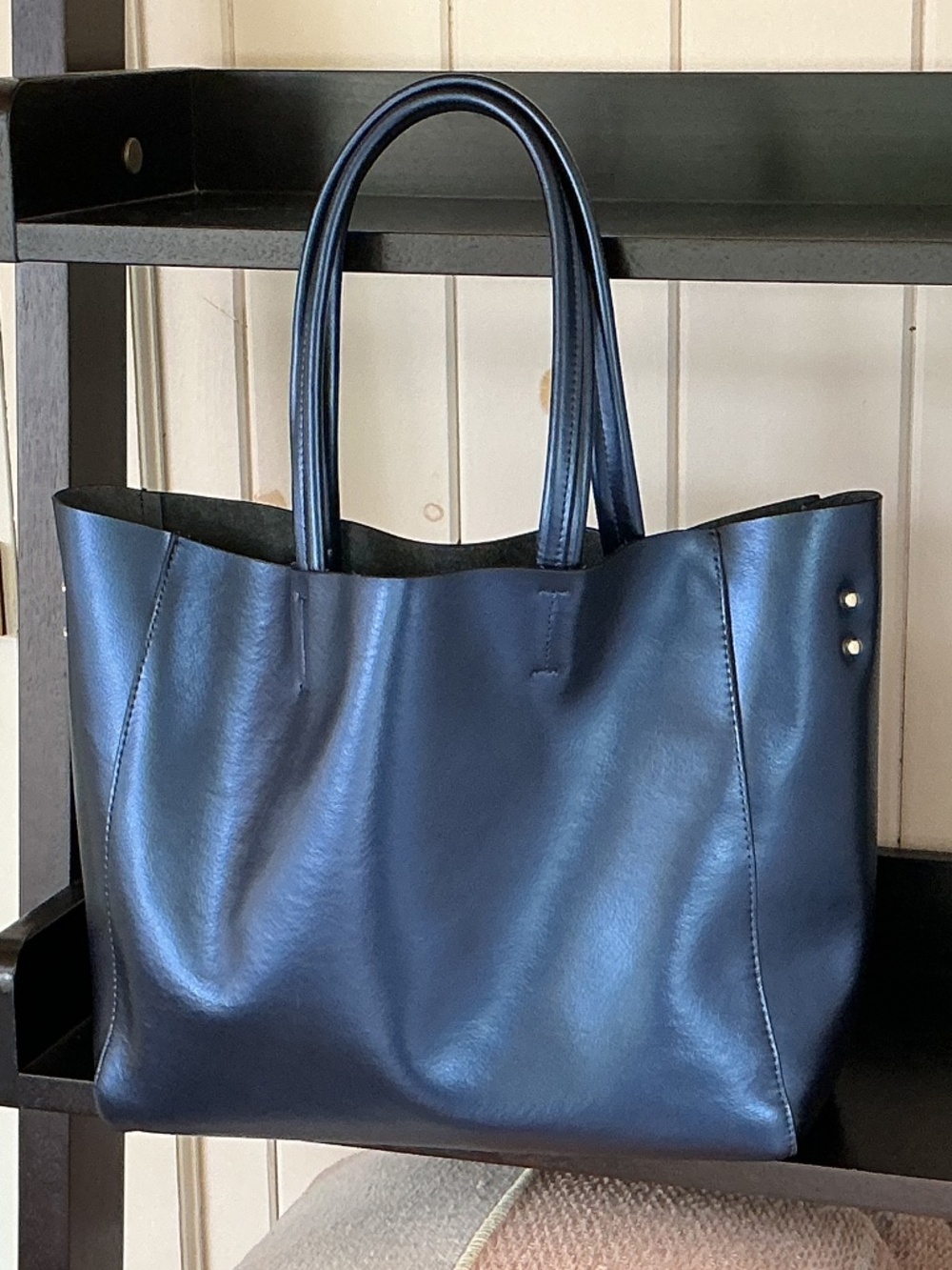 Like New - MDBM Leather Indigo Tote with Crossbody Strap